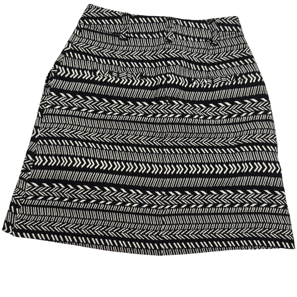 Maeve Black White Geometric Print A Line‎ Button Front Mini Skirt Size 0 Y2K - Picture 4 of 12